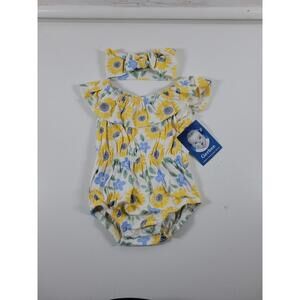 Gerber Baby Girls Romper 3-6 Months with Matching Headband NEW Summer